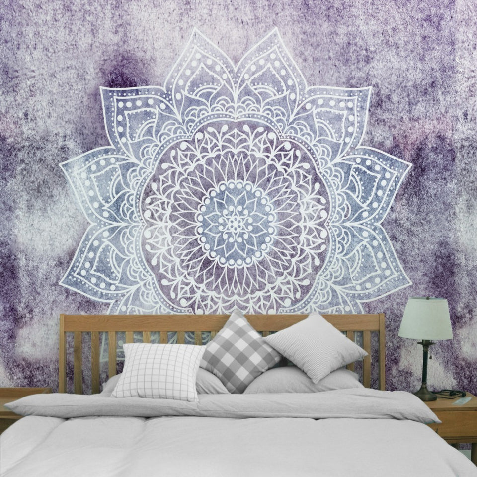 Rasmun Mandala Flower Pattern Wall Tapestry – Bohemian Polyester Wall Hanging for Bedroom
