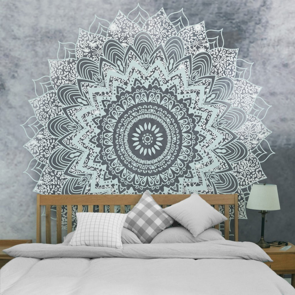 Rasmun Mandala Flower Pattern Wall Tapestry – Bohemian Polyester Wall Hanging for Bedroom