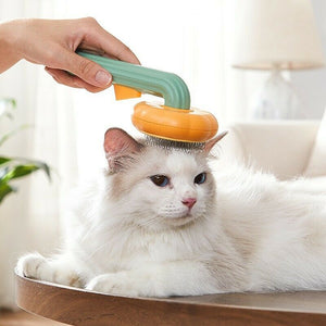 Rasmun Pet Pumpkin Brush | Self-Cleaning Slicker for Dogs & Cats