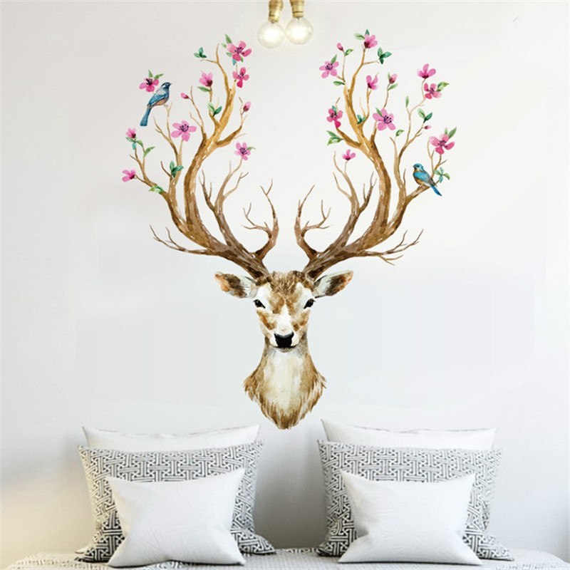Rasmun Sika Deer Wall Stickers – DIY PVC Wall Decals for Home Decor