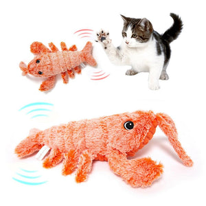 Rasmun Electric Jumping Shrimp Cat | USB Plush Lobster