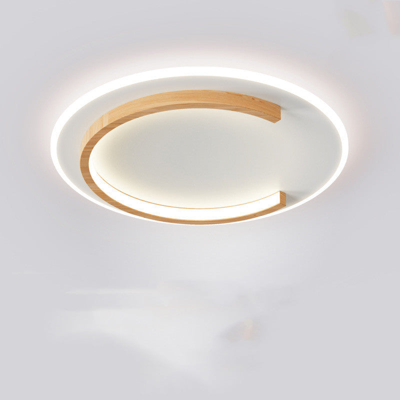 Rasmun Nordic Log Ceiling LED Light – Round Wooden Bedroom Lamp
