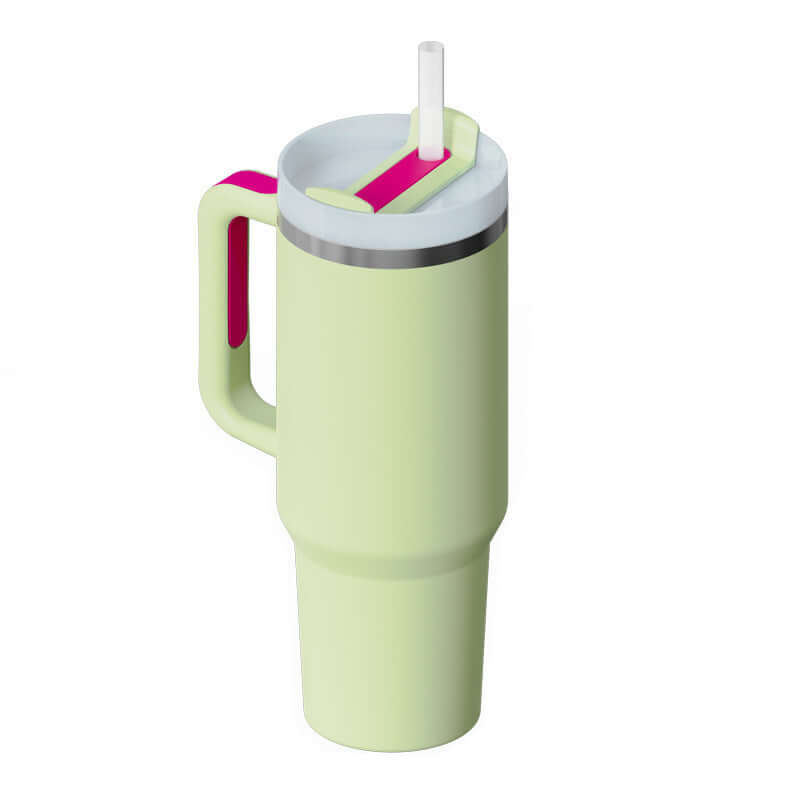 Rasmun 40 Oz Insulated Tumbler with Handle & Straw – Spill Proof