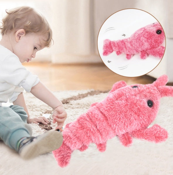 Rasmun Electric Jumping Shrimp Cat | USB Plush Lobster