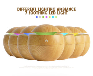 Rasmun USB Ultrasonic Essential Oil Diffuser & Humidifier – 130ml Air Purifier with 7-Color LED Night Light for Home, Office, Baby Room