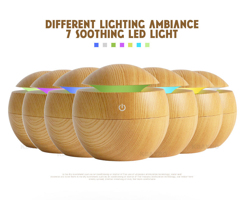 Rasmun USB Ultrasonic Essential Oil Diffuser & Humidifier – 130ml Air Purifier with 7-Color LED Night Light for Home, Office, Baby Room