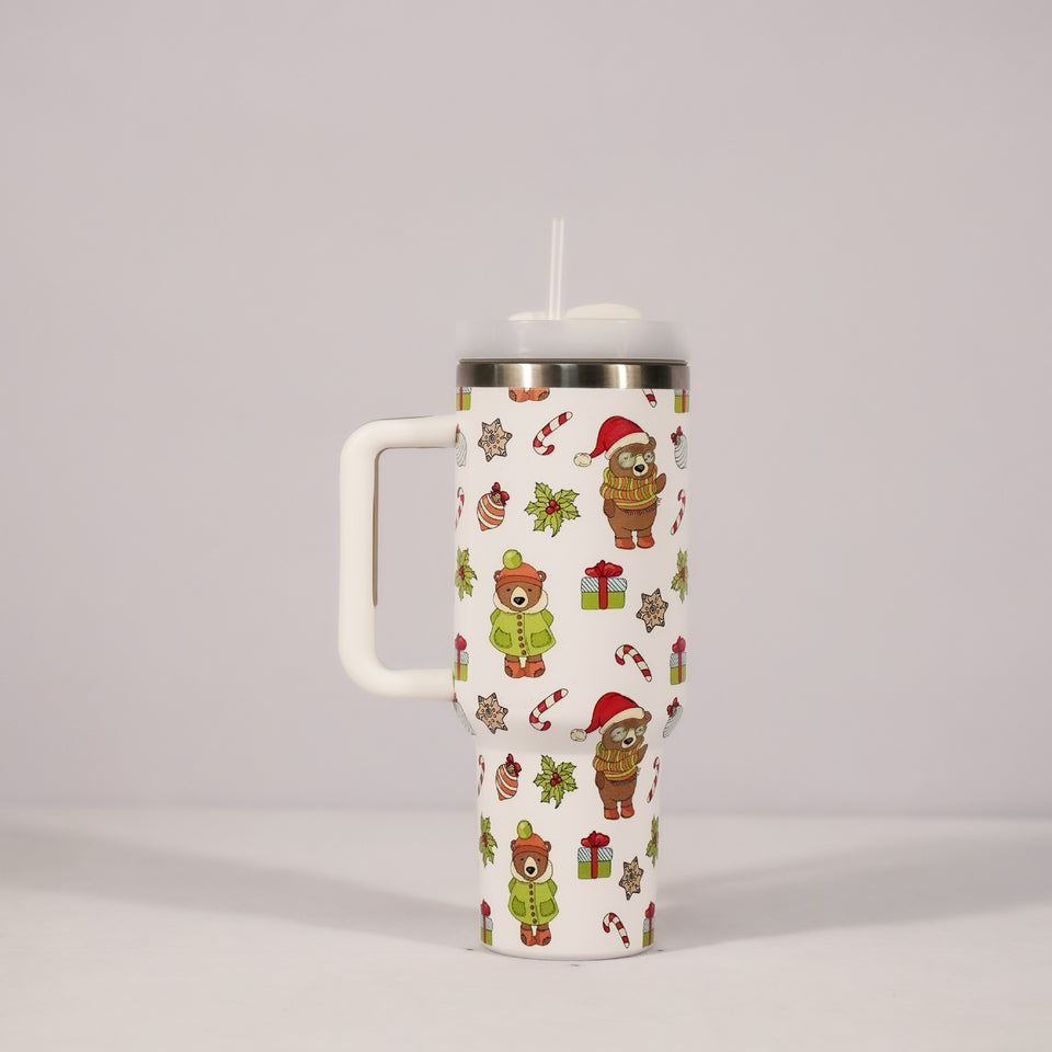 Rasmun 1200ml Insulated Stainless Steel Tumbler with Handle and Straw