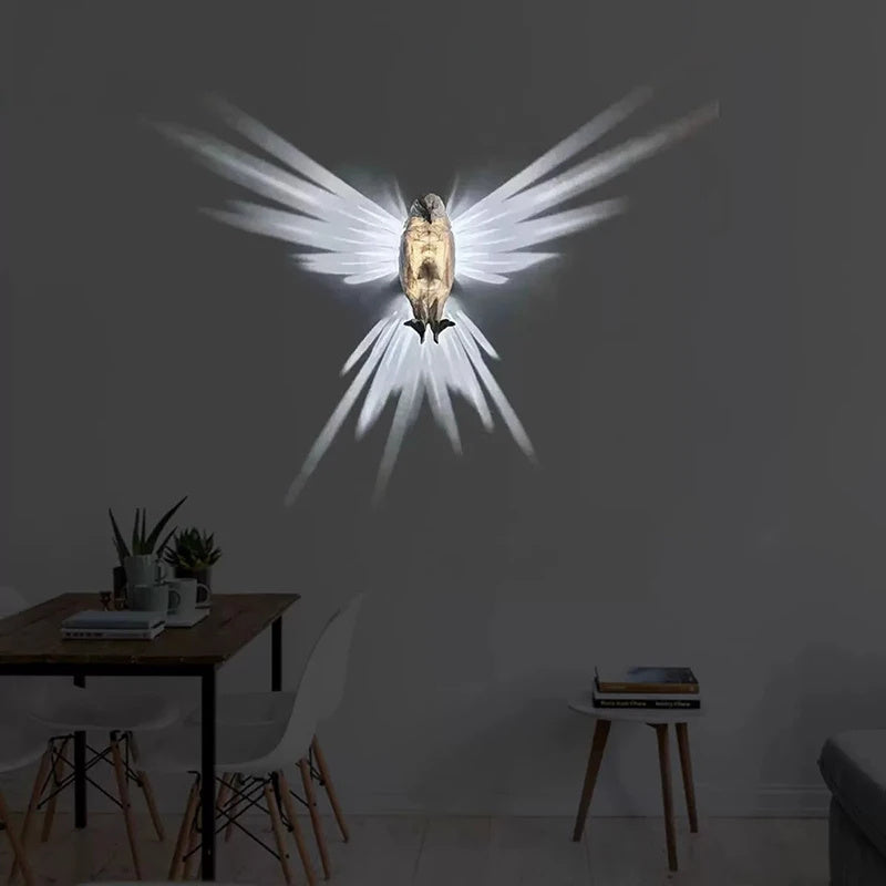 Rasmun Modern Bird Wall Lamp – 3D Owl & Eagle Projector Sconce Light | Unique Animal-Shaped Resin Home Decor Accent for Bedroom, Living Room & Gifts