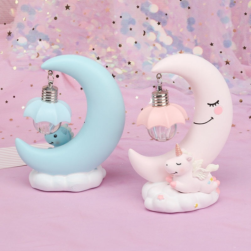 Rasmun Moon Night Lamp – Cute Resin Craft Table Light for Kids Room, Birthday Gift, Graduation, Housewarming, Cartoon Style