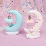 Rasmun Moon Night Lamp – Cute Resin Craft Table Light for Kids Room, Birthday Gift, Graduation, Housewarming, Cartoon Style