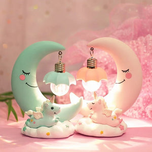 Rasmun Moon Night Lamp – Cute Resin Craft Table Light for Kids Room, Birthday Gift, Graduation, Housewarming, Cartoon Style