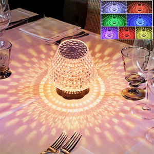 Rasmun Diamond Crystal LED Touch Table Lamp – USB Rechargeable Night Light with Dimmable Colors for Bedroom, Wedding & Restaurant Decor