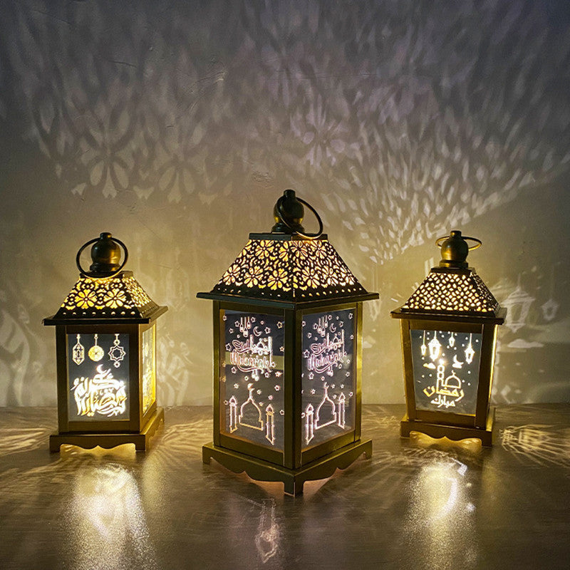 Rasmun Wrought Iron Arabian Lantern – Geometric Wind Lantern for Home Decor