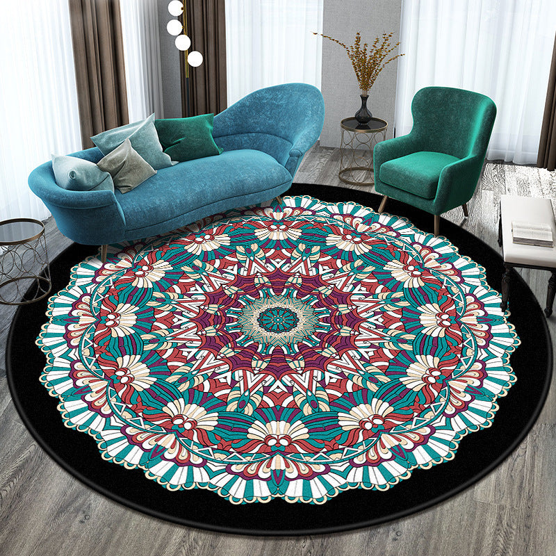 Rasmun Round Polyester Rug – Soft Machine-Woven Carpet for Bedroom & Living Room