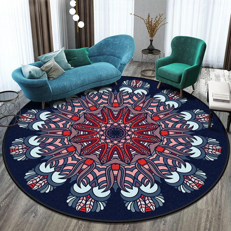 Rasmun Round Polyester Rug – Soft Machine-Woven Carpet for Bedroom & Living Room