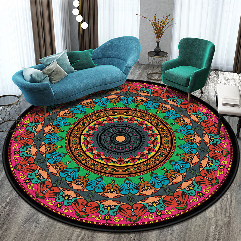 Rasmun Round Polyester Rug – Soft Machine-Woven Carpet for Bedroom & Living Room