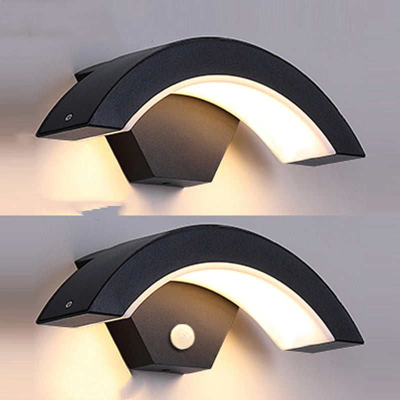 Rasmun LED Wall Light – Curved Moon Design with Motion Sensor for Doorway