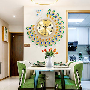 Rasmun Peacock Wall Clock – Elegant European-Style Quartz Decorative Clock for Living Room, Bedroom, Office