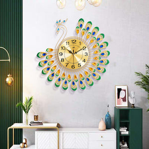 Rasmun Peacock Wall Clock – Elegant European-Style Quartz Decorative Clock for Living Room, Bedroom, Office