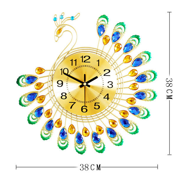 Rasmun Peacock Wall Clock – Elegant European-Style Quartz Decorative Clock for Living Room, Bedroom, Office