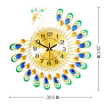 Rasmun Peacock Wall Clock – Elegant European-Style Quartz Decorative Clock for Living Room, Bedroom, Office