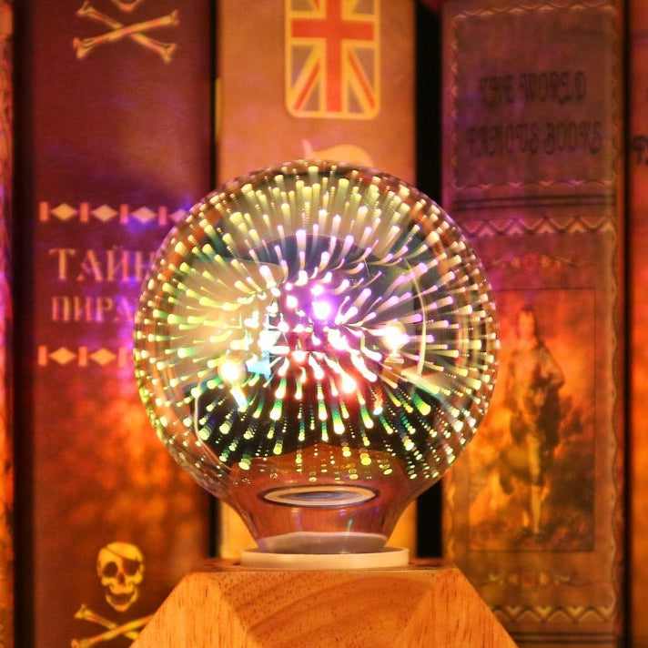 Rasmun 3D Fireworks LED Light Bulb – E27 Decorative Glass Christmas Light for Home, Tree & Holiday Décor – Multiple Festive Shapes
