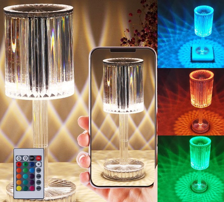 Rasmun Crystal Table Lamp – 3-Way Dimmable Touch Control LED Night Light, Elegant Diamond Design for Home, Bedroom & Hotel Decor