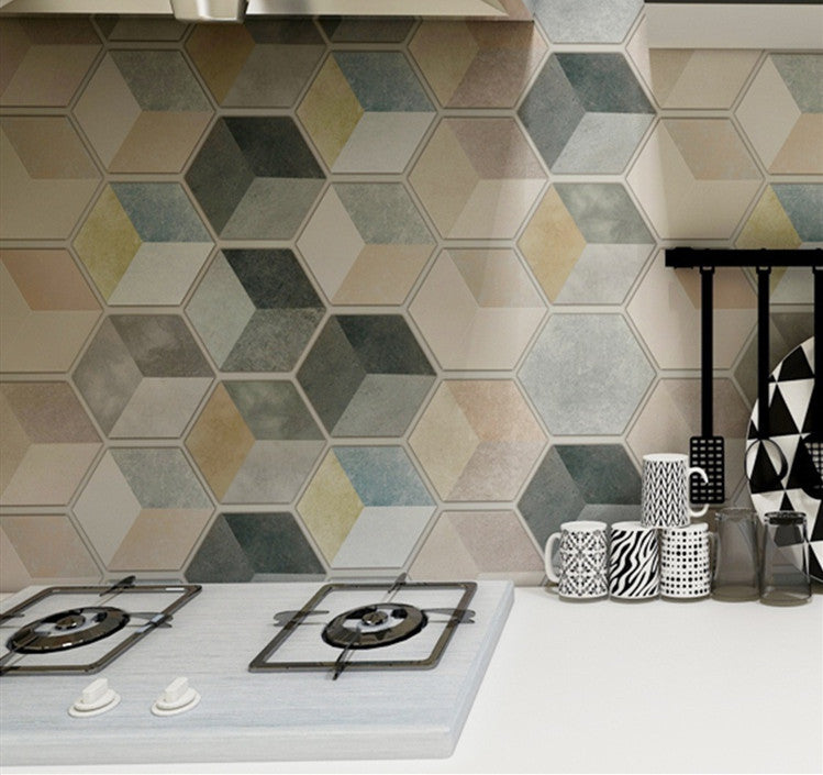 Rasmun Self-Adhesive Waterproof 3D Hexagon Wall Sticker – Peel and Stick PVC Wallpaper for Kitchen, Bathroom, Floor & Wall Décor, 60x100cm Sheet