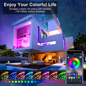 Rasmun RGB Bluetooth Music LED Light Strip – Smart App Controlled, 12V Low-Voltage Mood Lighting for Indoor Use