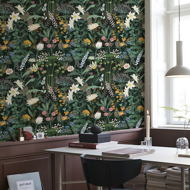 Rasmun Huaqiang Self-Adhesive TV Background Wall Wallpaper – 3D PVC Rose Pattern, Light Luxury Style