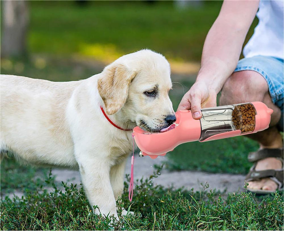 Rasmun Portable Pet Water Bottle with Food Box & Garbage Bag