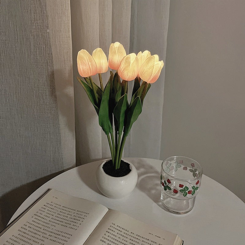 Rasmun LED Tulip Flower Night Light – Artificial Flowerpot Table Lamp for Home, Bedroom & Gift Decoration