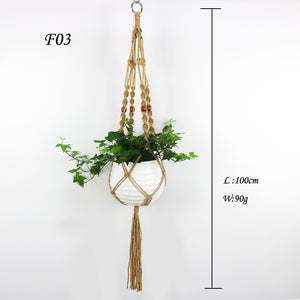 Rasmun Macrame Bead Hanging Basket – Cotton Rope Plant Hanger, Durable Net for Indoor & Outdoor Display