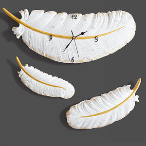 Rasmun Nordic Style Silent Wall Clock – Modern Resin Feather Clock for Living Room, Bedroom, Office Décor