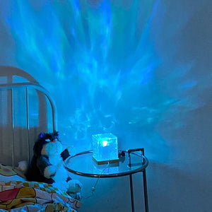 Rasmun LED Water Ripple Night Light – USB Rotating Crystal Lamp, 16 RGB Colors
