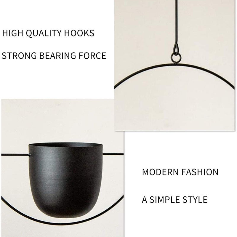 Rasmun Iron Hanging Orchid Pots – Modern Electroplated Hydroponic Planters for Home & Office Decor, Black