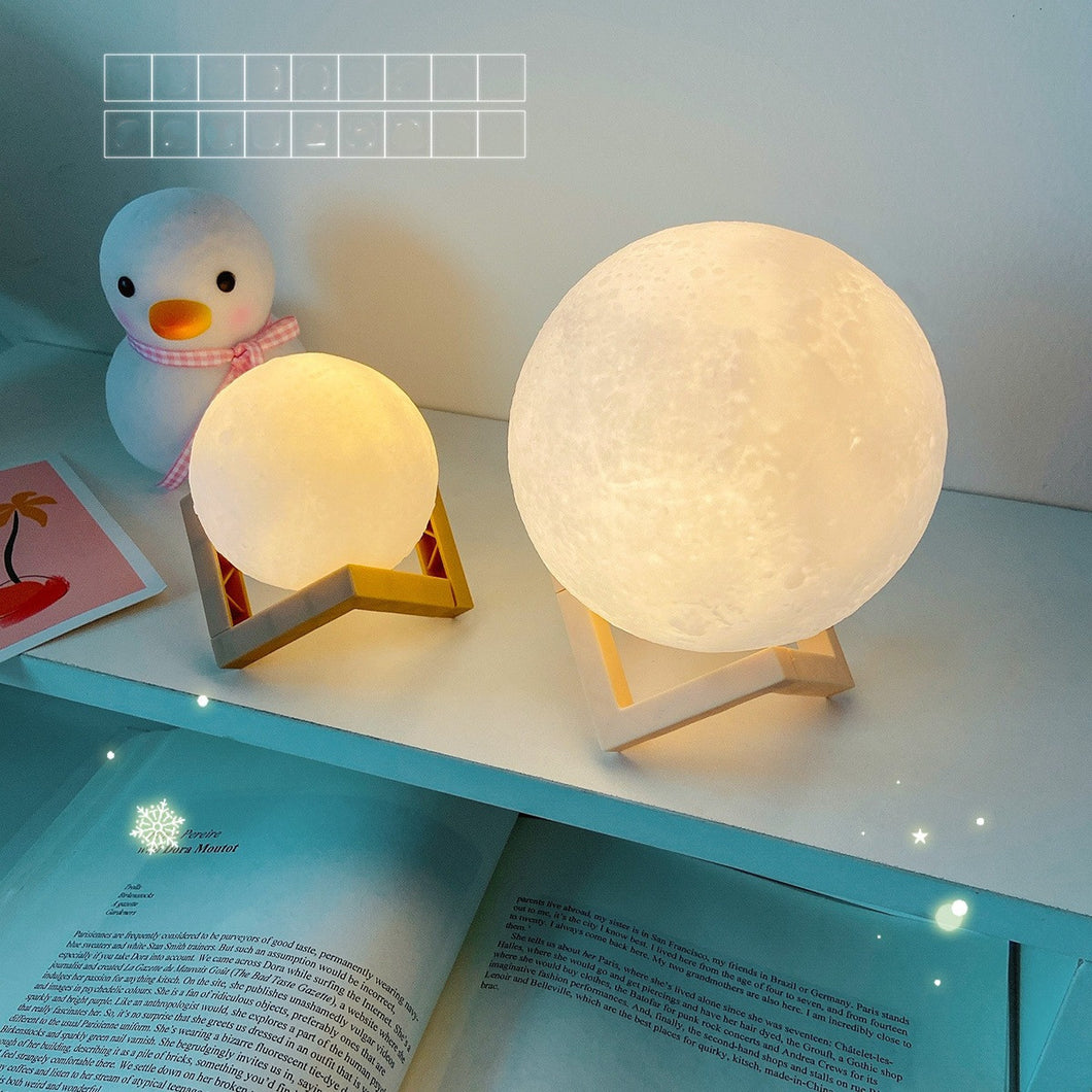 Rasmun 3D Print Rechargeable Moon Lamp – Touch Switch LED Night Light for Bedroom Decor & Gifts