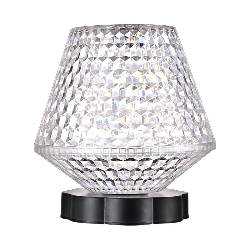 Rasmun Diamond Crystal LED Touch Table Lamp – USB Rechargeable Night Light with Dimmable Colors for Bedroom, Wedding & Restaurant Decor