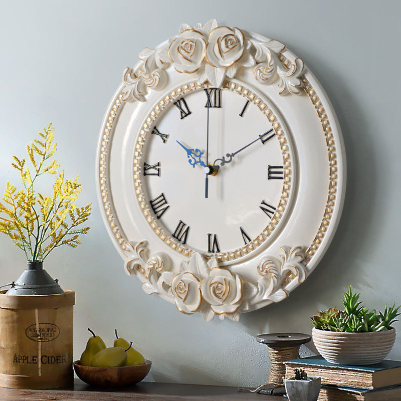 Rasmun European Style Wall Clock – 12-Inch Resin Art Clock for Living Room, Office, Bedroom, and Home Decor