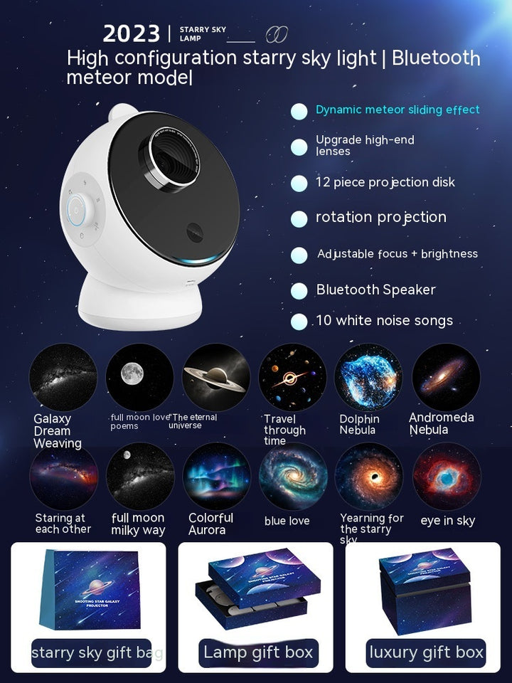 Rasmun Star Light Projector – Galaxy Ambience Light with Bluetooth & Meteor Mode, Built-in Battery, Ideal for Bedroom & Parties