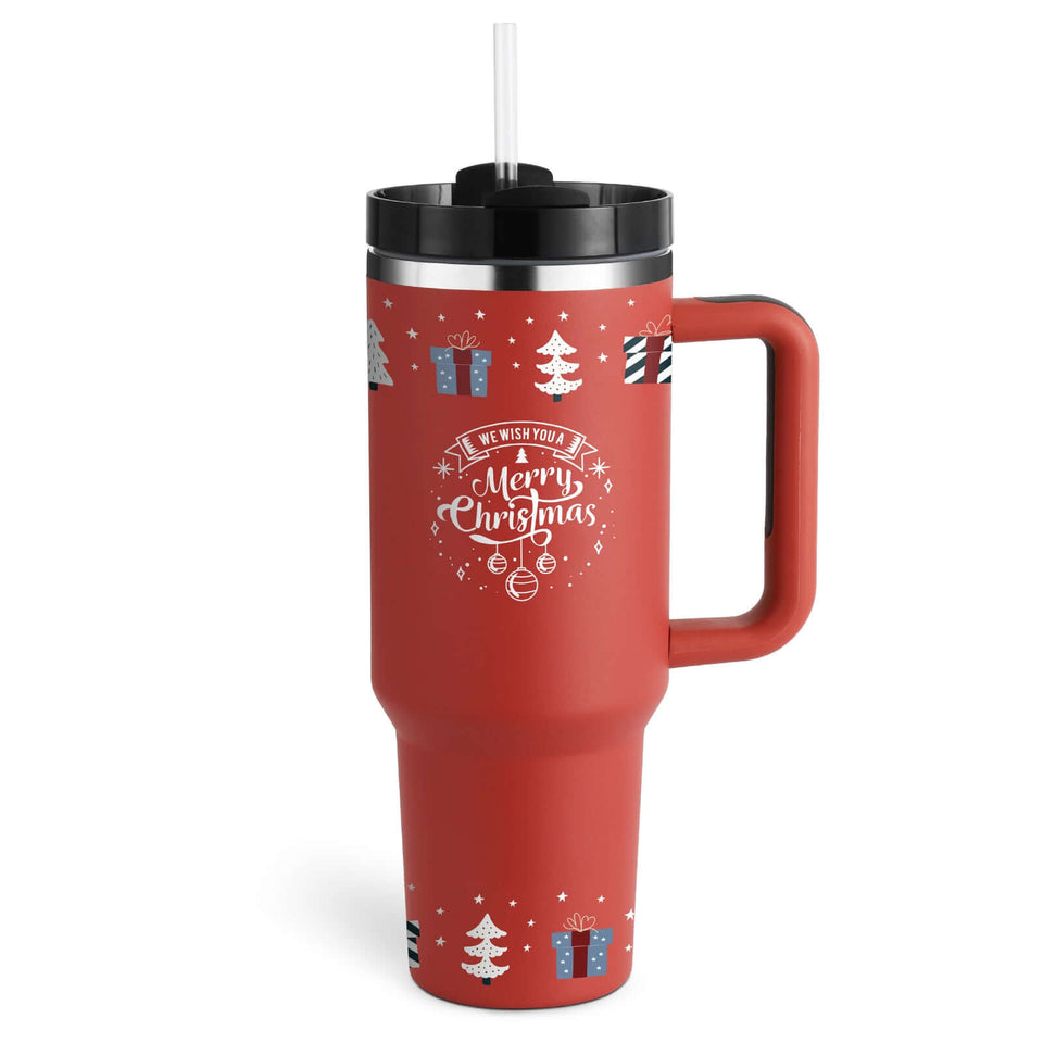 Rasmun 40 Oz Insulated Tumbler with Handle & Straw – Spill Proof