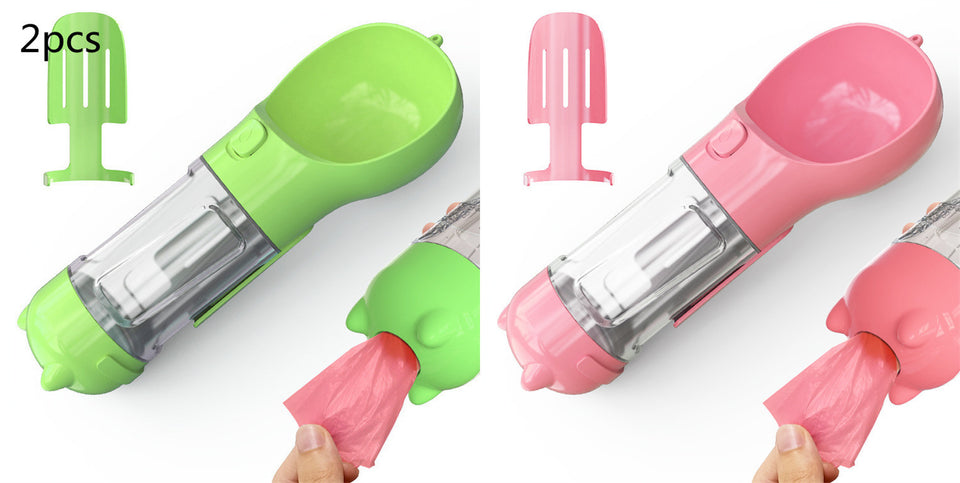 Rasmun Portable Pet Water Bottle with Food Box & Garbage Bag