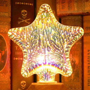 Rasmun 3D Fireworks LED Light Bulb – E27 Decorative Glass Christmas Light for Home, Tree & Holiday Décor – Multiple Festive Shapes