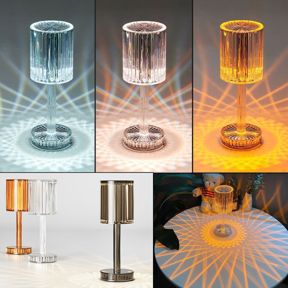 Rasmun Crystal Table Lamp – 3-Way Dimmable Touch Control LED Night Light, Elegant Diamond Design for Home, Bedroom & Hotel Decor
