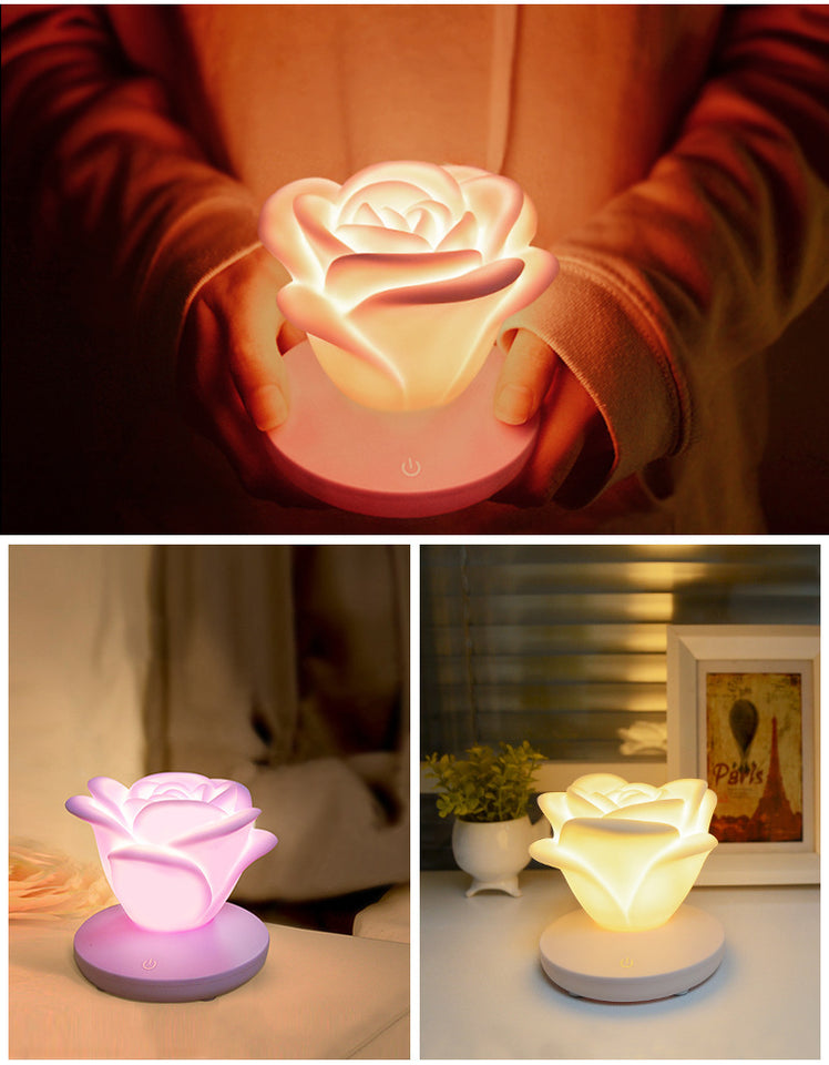 Rasmun Rose-Shaped Touch Night Light – 3-Level Dimming