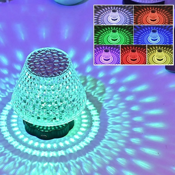 Rasmun Diamond Crystal LED Touch Table Lamp – USB Rechargeable Night Light with Dimmable Colors for Bedroom, Wedding & Restaurant Decor