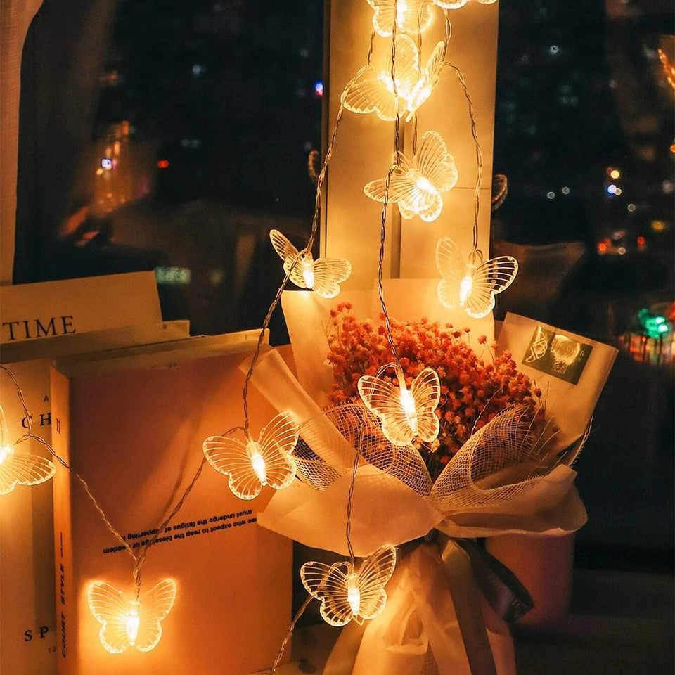 Rasmun 3M 20-LED Butterfly String Lights – Battery-Powered Christmas Fairy Lights