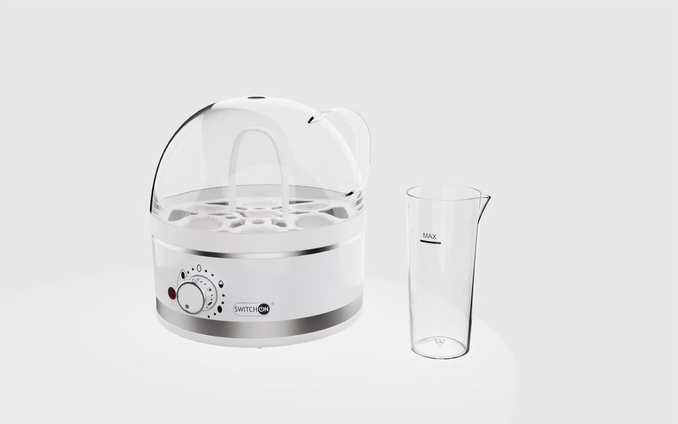Rasmun Mini Plug-in Steam Egg Boiler – 7-Egg Cooker with Stainless Steel Plate, Overheat Protection & Adjustable Hardness