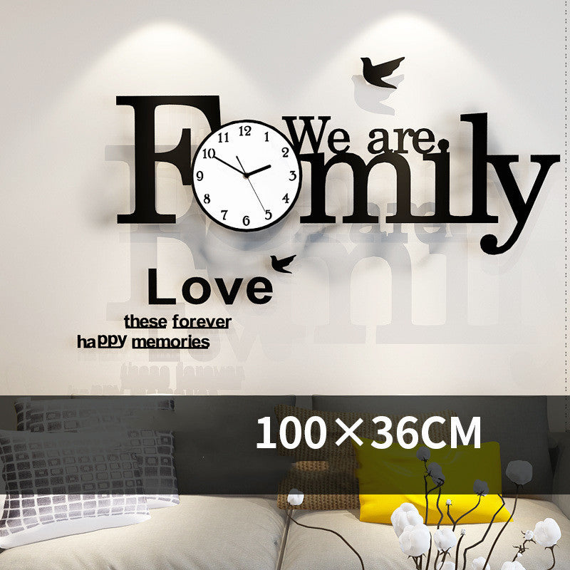 Rasmun Fashion Luxury Wall Clock – European Style Acrylic Wall Décor with English Stickers, Battery Powered for Living Room, Bedroom & Office