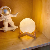 Rasmun 3D Print Rechargeable Moon Lamp – Touch Switch LED Night Light for Bedroom Decor & Gifts